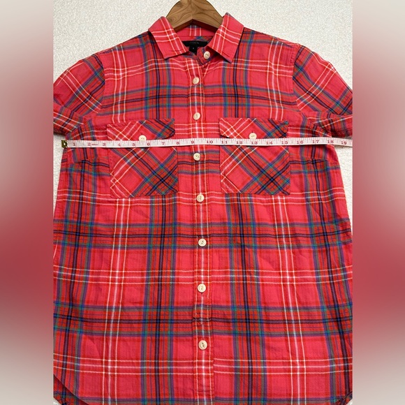 J. Crew Women’s Long Sleeve Flannel Button Down Shirt Size 2 Red Plaid - Picture 5 of 7
